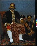 unknow artist Oil painting depicting Raden Wangsajuda, patih of Bandung, West Java painting